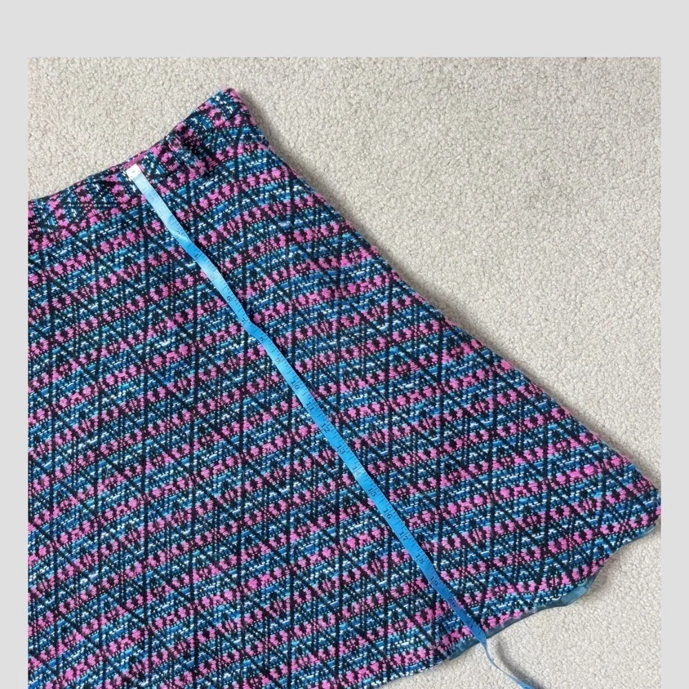 Matthew Williamson A- Line Skirt Detachable Belt Textured Fabric Pink Blue Print